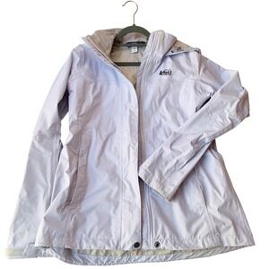 REI Co-op Rainier Rain Jacket Womens Small Lavender Peak 2.5L Waterproof Hooded